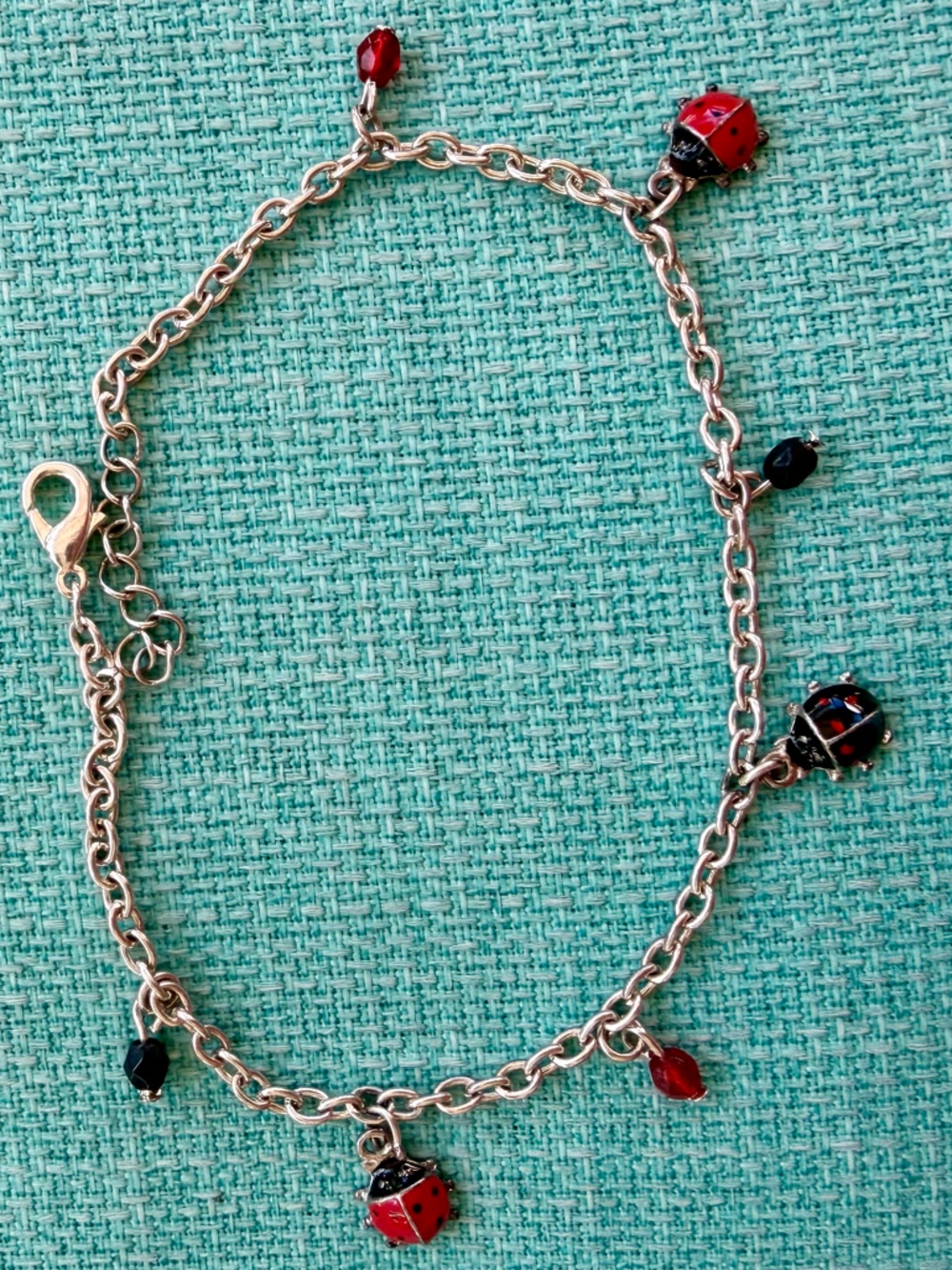 Ladybug Silver Anklet